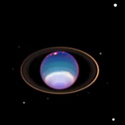 Bild von Uranus, aufgenommen vom Hubble-Teleskop. Der erste in der Neuzeit entdeckte Planet, erstmals beobachtet von William Herschel im Jahr 1781. NASA. Wissenschaft Astronomie Planetarisch Raum
